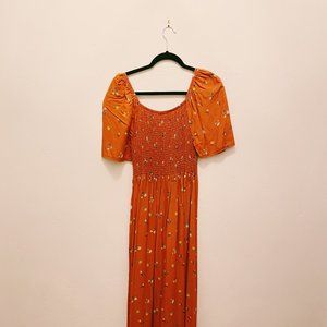 Orange Floral Maxi Dress